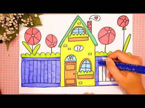 Как рисовать ДОМ | Рисуем ДОМИК легко и просто | Няня Уля - Уроки рисования для детей